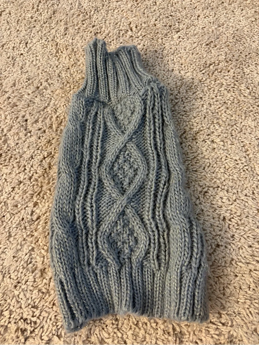 Cozy Gray Cable Knit Dog Sweater with Turtleneck